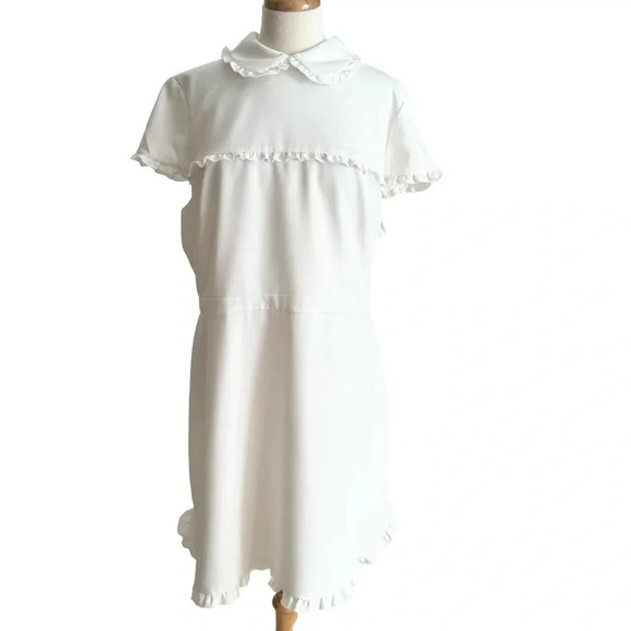 Gal Meets Glam Plus Size Emma Ruffle Trim Above Knee Dress White Size 20 NWT - Picture 5 of 12